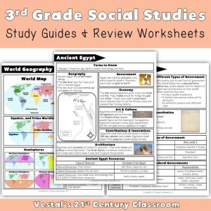 3rd Grade Social Studies SOL Study Guides and Review Worksheets