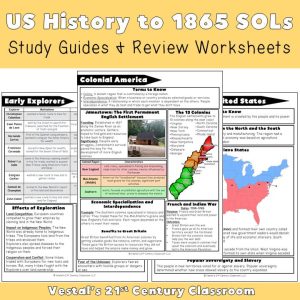 U.S. History to 1865 SOL Study Guides and Review Worksheets